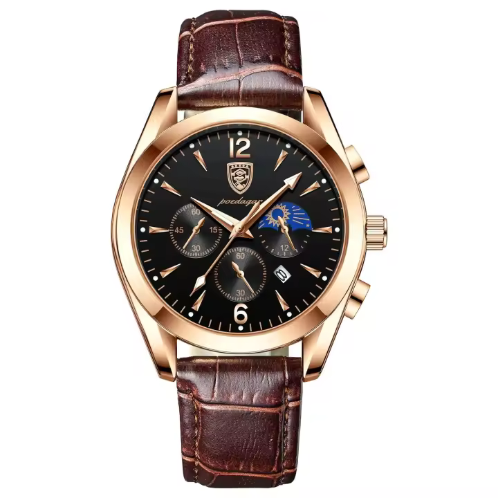 Reloj Deportivo de Cuero de Marca Premium 2021 Reloj de Cuarzo Automático para Hombres Impermeable - 1