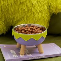 Cuenco de agua para comida de gato con forma de cáscara de huevo, antideslizante, antivómitos, de acero inoxidable, antivuelco con soporte - details 10
