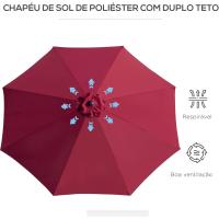 Parasol de Jardín con Manivela Ø295x250 cm Inclinable y Desmontable de Metal para Balcón Piscina Patio - details 22