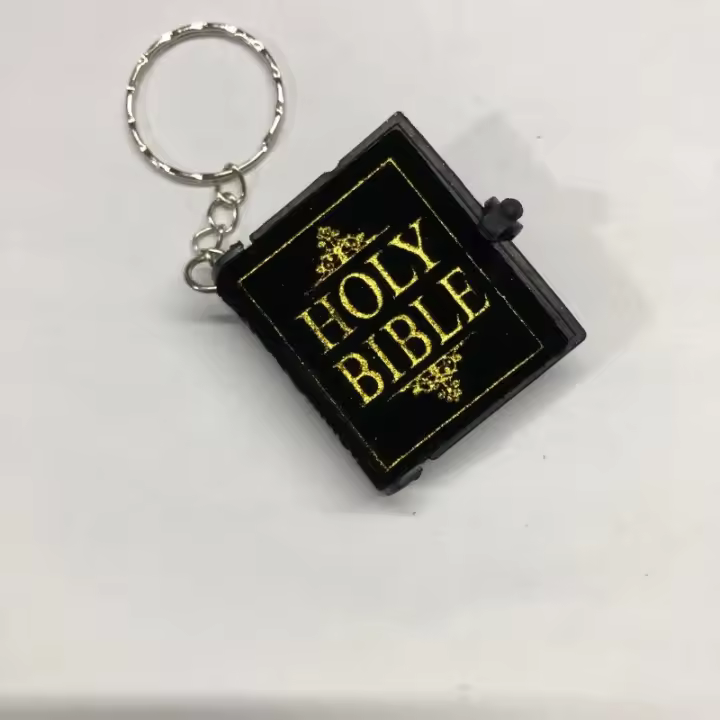 Llavero Colgante de Biblia Santa Accesorio de Bolso Cristiano con Marco de Libro de Papel - 1