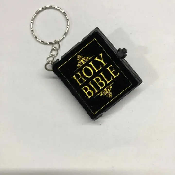 Llavero Colgante de Biblia Santa Accesorio de Bolso Cristiano con Marco de Libro de Papel - 1