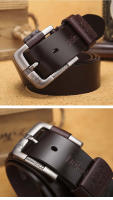 Cinturón de piel 100% auténtica para hombre, correa de cintura de lujo, de piel de vaca, Estilo Vintage, hebilla - details 6