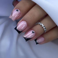 Set De Uñas Postizas Cortas Francés Minimalista Con 1 Jalea Y 1 Archivo De Uñas 24 PCs Uñas De Tiras Estilo Jelly Y Minimalista - details 6