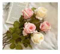 Ramo de rosas artificiales de tela de seda, arreglos florales con borde quemado, flores artificiales, flores falsas de seda Vintage - details 8