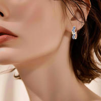 Pendientes de aro para mujer, Plata de Ley 925, líneas geométricas, estrellas y luna, pendientes para mujer, regalos de joyería - details 6