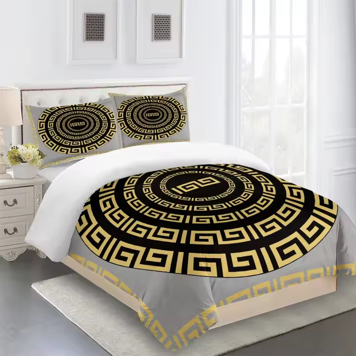 Juego de Ropa de Cama de Lujo en Gris de Marcas Barroco con Funda de Edredón y 2 Fundas de Almohada para Cama Individual y Doble Tamaño Rey Queen Twin Full - 1