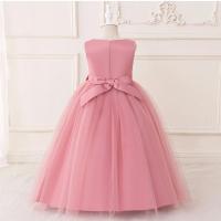 Vestido de dama de honor con flores y lentejuelas a la moda, vestido Formal rosa para fiesta de boda, vestido de princesa con lazo de tul, ropa de noche de cumpleaños para niños - details 3