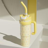 Taza de vacío de dibujos animados de 1000ML con tapa y pajita, vaso aislado de acero inoxidable 316 con asa, botella de agua térmica de regalo - details 10