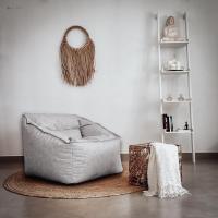Reposapiés Salon de Lujo - [50x40x30 cm] Sofá Puf de Diseño con Relleno Incluido para Escritorio u Oficina - Taburete Bean Bag Silla Grande en Cuero Sintético Beige - details 8