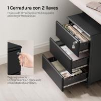 Archivador Móvil con Cerradura Cajonera con Ruedas para Archivos A4 Mueble Archivador Metálico para Oficina Blanco SK024ws - details 14