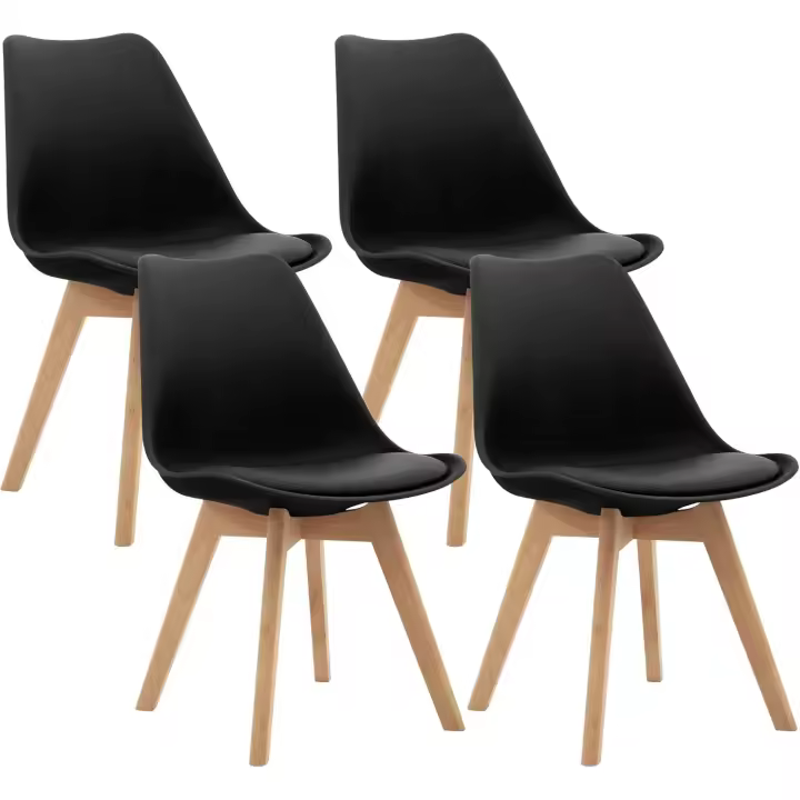Paquete de 4 Sillas de Comedor, Diseño Clásico, Vintage, Nórdico, Sillas para Comedor, Cocina, Salón, Negro - 1