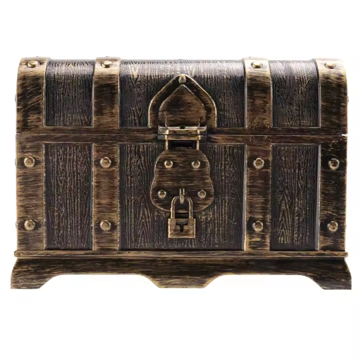 Cofre del tesoro pirata Cofre del tesoro decorativo Caja de joyería de recuerdo Cajas del tesoro de juguete de plástico Decoración de fiesta Bronce de gran tamaño - 1
