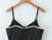 Estilo retro francés verano Spice Girl vacaciones princesa viento malla empalme jacquard liguero vestido cintura delgada falda negra. - details 11