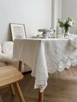 Mantel de algodón puro bordado floral Ense blanco francés, utilizado para decoración de bodas, mantel lujoso - details 3