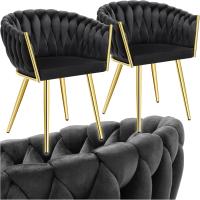 Acolchada con Reposabrazos, Diseño Anudado, Estructura de Acero, Cocina, Sillas Comedor Nordica - 2 Sillas - details 7