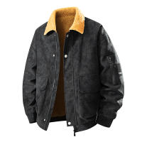 Chaqueta de Cuero para Hombre, Estilo Retro, Forro Polar Sólido, Abrigo Cálido, Nuevo, Cómodo, Informal, con Solapa, Parka de Invierno, Moda Sencilla, Gruesa - details 3