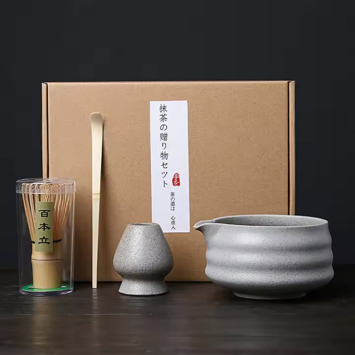 Juego de té Matcha japonés de cerámica de bambú, juego de batidor Matcha seguro y reutilizable, agitador Chasen japonés de calidad alimentaria, 4 Uds. - 1