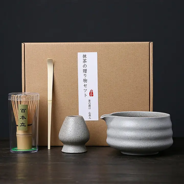 Juego de té Matcha japonés de cerámica de bambú, juego de batidor Matcha seguro y reutilizable, agitador Chasen japonés de calidad alimentaria, 4 Uds. - 1