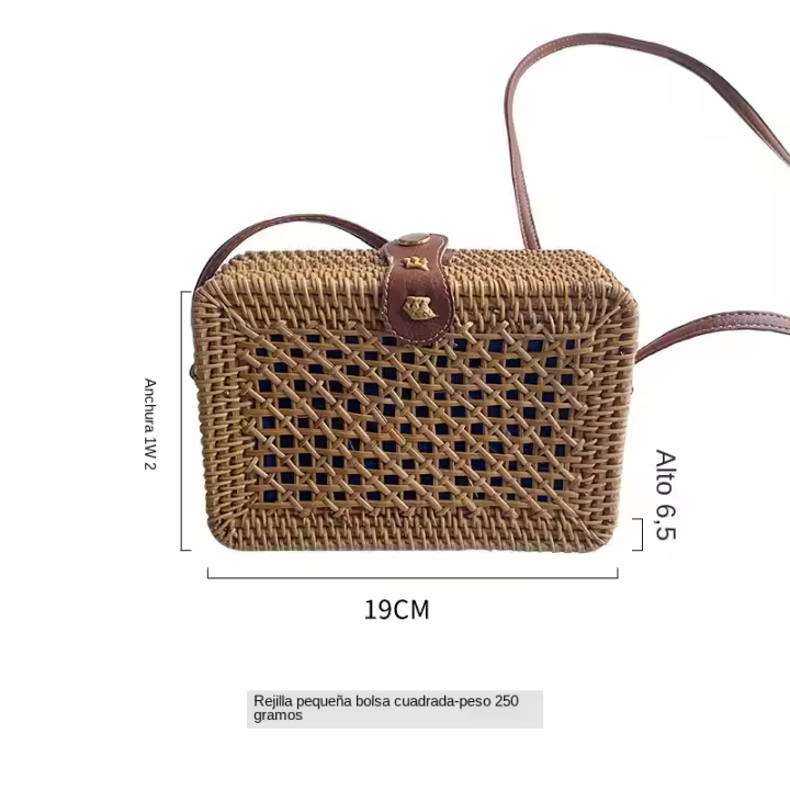 Bolso de hombro con hebilla de cuero tejido a mano estilo retro literario - 1