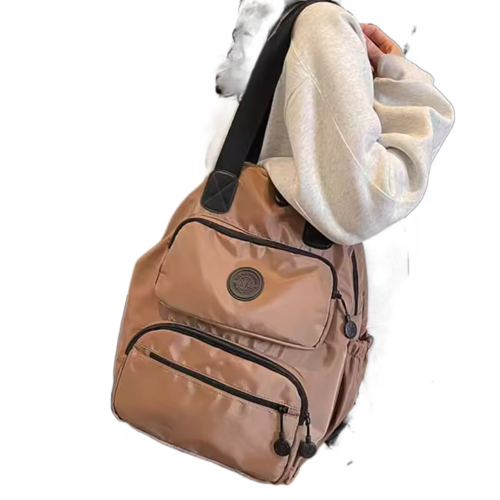 Mochila deportiva de nailon de estilo coreano para mujer, bolso de hombro de viaje de gran capacidad de Color sólido, bolso de mano, bolsa de Fitness de nailon - 1