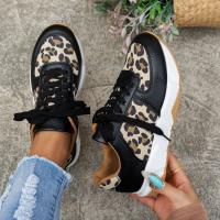 Primavera otoño nuevo patrón de leopardo grande individual para mujer zapatos deportivos y casuales con cordones de fondo plano - details 6