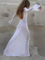 Vestido transparente con espalda abierta para mujer, ropa de verano ajustada de cintura alta, empalmado, mangas largas, Color sólido, playa - details 7