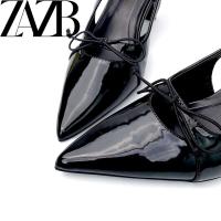 Sandalias altas con cadena de metal de nuevo diseño, zapatos abiertos de cuero suave con tacones expuestos, punta cuadrada para mujer - details 5