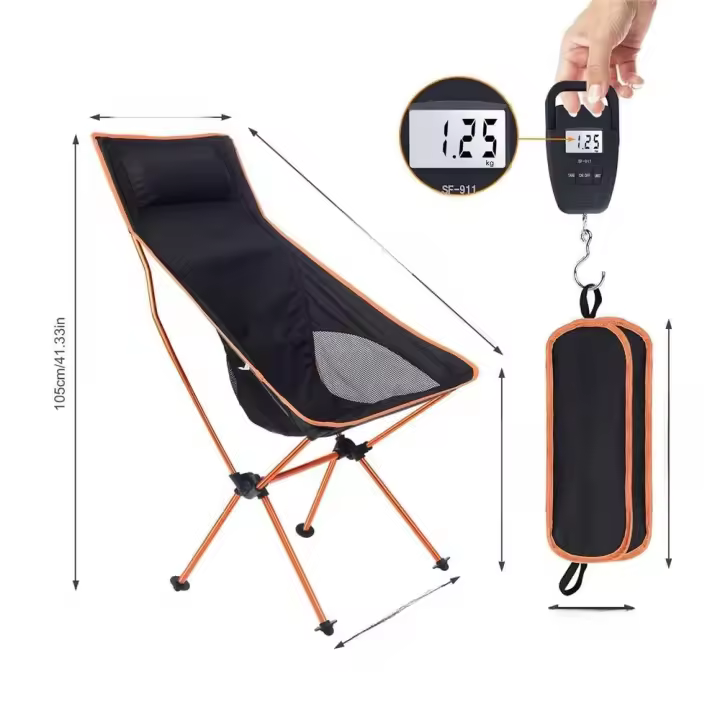 Silla de Camping Plegable de Tela Oxford Ultra Ligera para Exteriores Ideal para Pesca, Barbacoa, Festivales, Picnics, Playas - 1