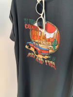 Camiseta de manga corta Retro americana para mujer, falda, vestido largo informal holgado de talla grande con abertura, novedad de verano 2025 - details 1