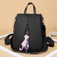 Mochila de Viaje para Mujer Multi-use de Nylon en Color Sólido Gran Capacidad con Colgante de Gato Bolso de Hombro Simple y Elegante - details 17