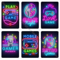 Placa decorativa de neón para sala de juegos, placa de estaño de Metal con vídeo, pegatina de pared de consola de juegos, placa de hierro moderna, decoración del hogar - details 0