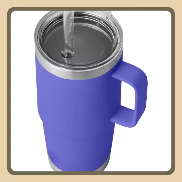 Taza de Paja Rambler Acero Inoxidable, Aislada del Vacío, Tapa Fuerte, Ultra Marino Violeta, 25 oz (739 ml) - 1
