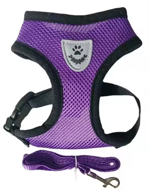 Correa de arnés para mascotas ajustable de poliéster transpirable Reflectante para perros y gatos pequeños - 1