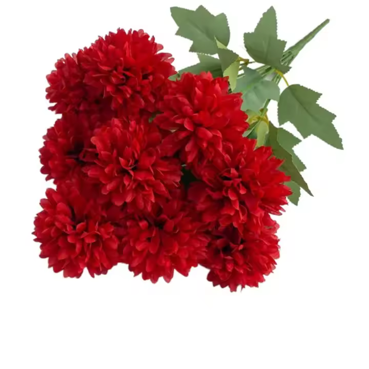 Ramo de hortensias artificiales de 9 cabezas, 42cm, flores de crisantemo simuladas de seda, accesorios de fotografía de bolas de flores artificiales - 1