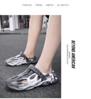 ⭐ 🔥 ⭐ Antideslizante de los hombres y las mujeres zapatos con agujeros graffiti camuflaje al aire libre pareja sandalias de playa verano de suela gruesa pisando mierda zapatillas geniales de los hombres y las mujeres - details 11