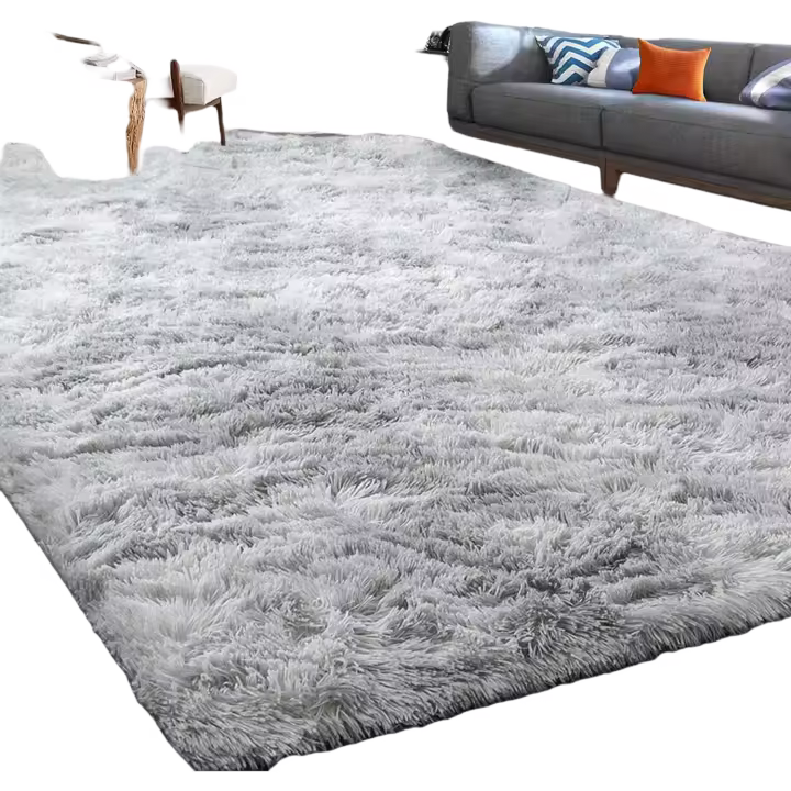 Alfombra Salon Grandes Shaggy Antideslizante Super Suave Pelo Largo Fluffy Alfombra Adecuado para la Decoración de Salas de Estar y Dormitorios (160 x 200 cm, Gris Blanco) - 1
