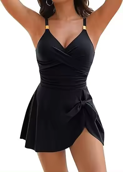 Traje de baño con control de barriga para mujer, traje de baño sexy de una pieza, ajustado y cómodo, fruncido y cruzado, ropa de playa elástica y de secado rápido 2025 - 1