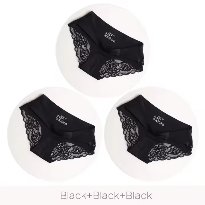 Conjunto de Bragas Caladas sin Costuras para Mujer Ropa Interior Cómoda de Encaje - 1