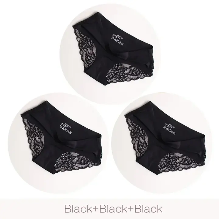 Conjunto de Bragas Caladas sin Costuras para Mujer Ropa Interior Cómoda de Encaje - 1