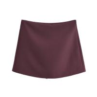 Nueva falda corta de color sólido para mujer, color sólido, moda casual, cremallera lateral, mini falda corta de cintura alta retro - details 2