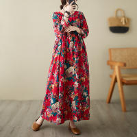 Vestido Vintage de Algodón de Manga Larga Talla Grande, Elegante y Suelto para Mujeres - details 44
