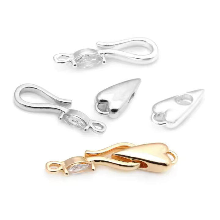 6 juegos de pulseras de corazón de latón y circonita de Color dorado de 18K, cierres de conexión, suministros de joyería de alta calidad, accesorios para mujer - 1