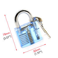KAK candado transparente con llaves, candado de práctica de cristal Visible para principiantes, herramientas profesionales de cerrajero DIY, 78x50mm, azul - details 0