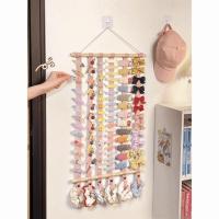 Clip para el cabello de gran capacidad, almacenamiento para colgar en la pared, ahorro de espacio, soporte de exhibición para diadema, cuerda resistente, organizador plegable para lazos para el cabello - details 4