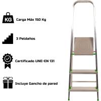 Escalera de Tijera Plegable, Marca Española. Escalera de Aluminio, 5 peldaños, con Gancho de Pared, Multiusos, Antideslizante, Ligera y Resistente, Escalera Doméstica, Fácil Transporte - details 19