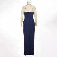Vestido largo sin mangas con cuello Halter y borlas para mujer, vestido de fiesta adelgazante alto para banquete de boda de noche ajustado de verano - details 36