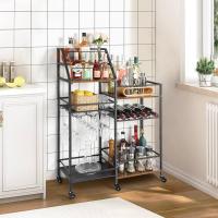 , Gran Pantalla de Vinoteca con Carrito de Bar, Soporte Copas Vino para la Decoración del Hogar, Mini Bar de Vino Whisky, Carrito de Licor para Bar, Cocina, Comedor - details 6