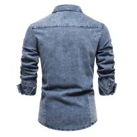 Camisas vaqueras para hombre, camisas desgastadas lavadas de calidad, talla europea, otoño e invierno, 2024 - details 6