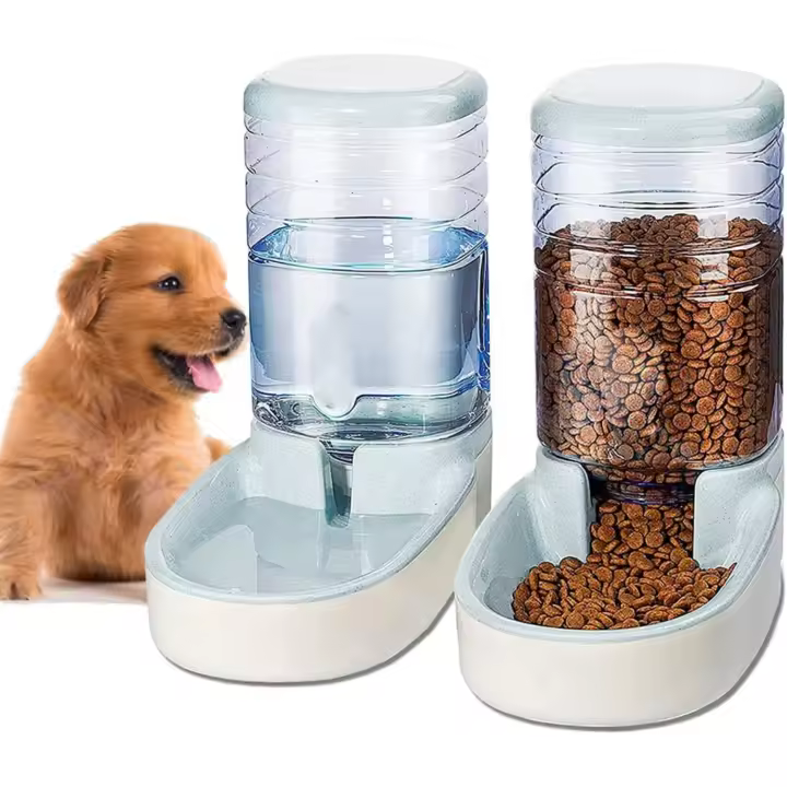 Edipets, Dispensador para Gatos y Perros, Comida y Agua, Pack 2 Unidades, Automático, 3.8 L c/u, Comedero, Alimentador y Bebedero para Mascotas (Gris) - 1