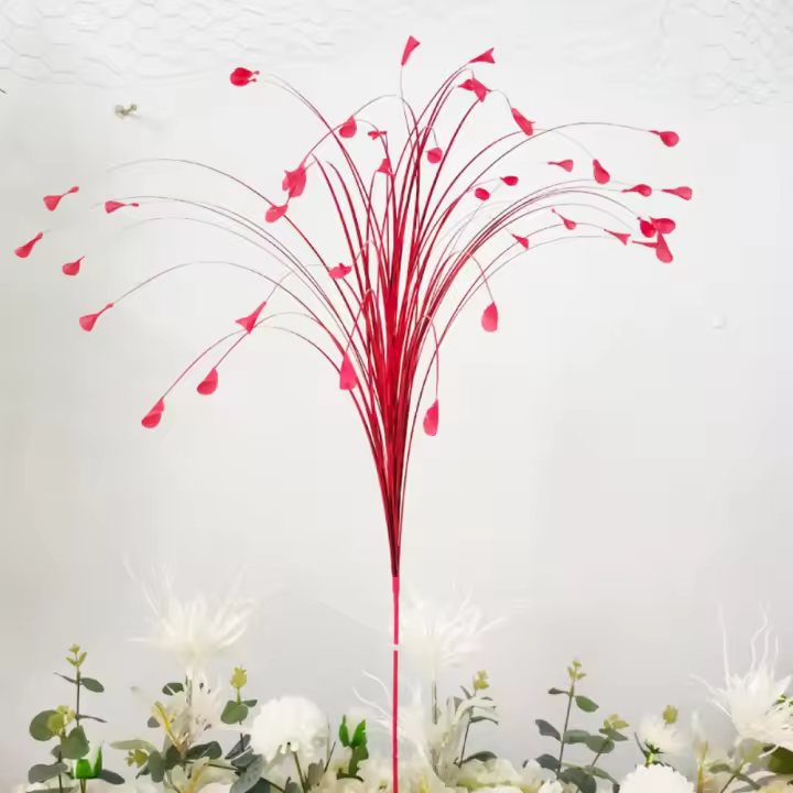 Accesorios de fotografía 40 cabezas simulación hierba de pavo real exquisitas Mini flores de caña falsas plantas artificiales de plástico para el hogar - 1